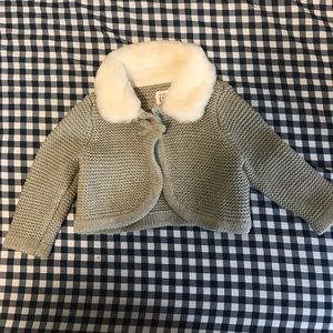 Baby Gap faux fur shawl collar knit sweater